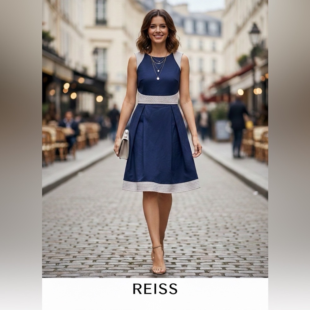 Reiss Blue and White Dress size 10